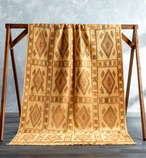 Vintage Tan Diamond Rug 2 Vintage Tan Diamond Rug - Image 2