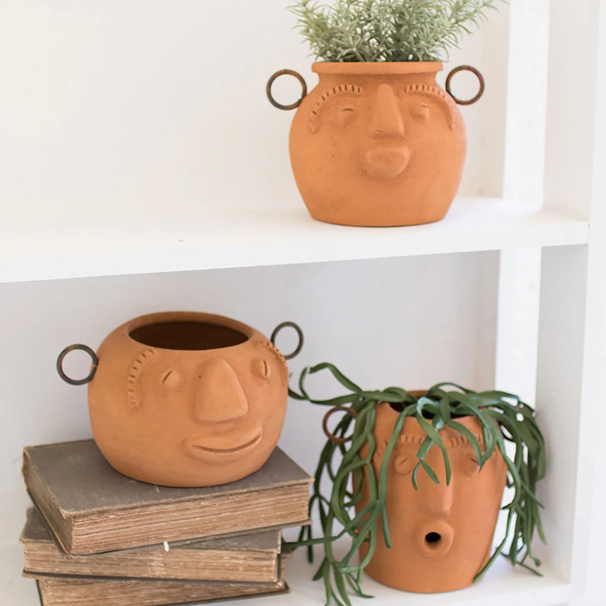 Terracotta Face Planter Set 1 Terracotta Face Planter Set