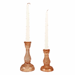 Rust Glass Candlestick Holder Set