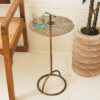 Brass Lace Leaf Accent Table